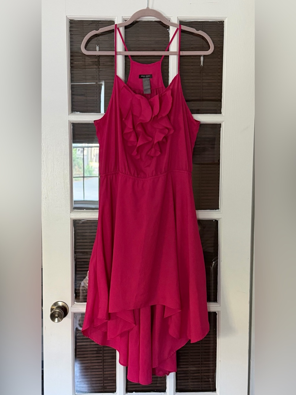 BISOU BISOU Women's 14 Fuchsia Sleeveless High Low Ruffle Front Dress | SKU 0416